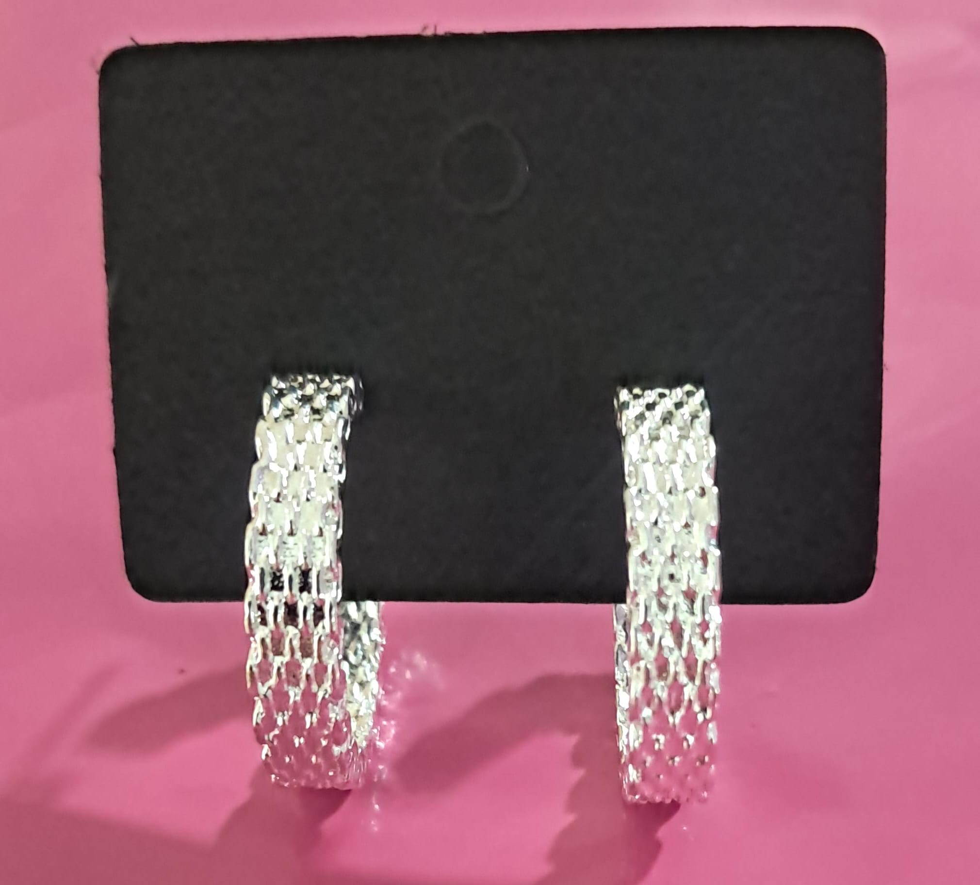 925 Sterling Silver Textured Hoop Earnings