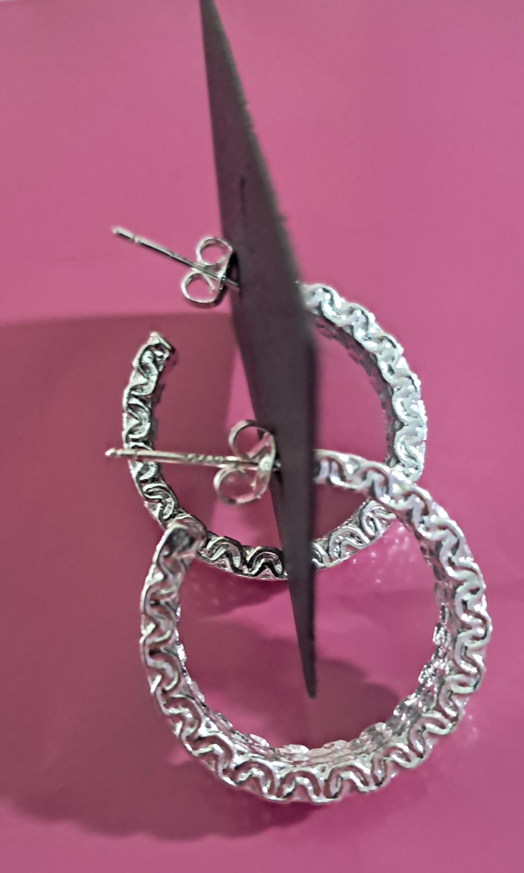 925 Sterling Silver  Textured Hoop Earnings