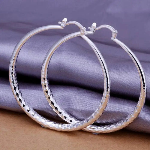925 Sterling Silver 50mm Diamond-Large Hoop Earrings for Women-Earnings 50mm