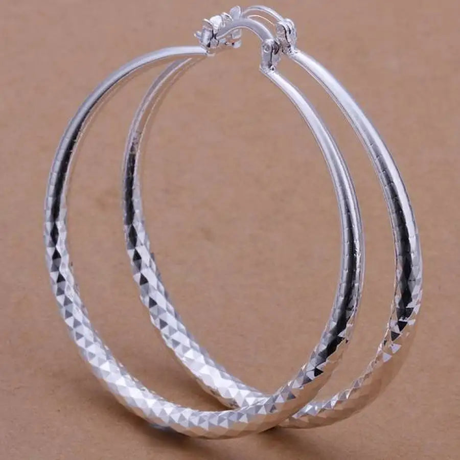 925 Sterling Silver 50mm Diamond-Large Hoop Earrings for Women-Earnings 50mm