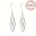 Stylish 925 Sterling Silver Delicate Cross-Shaped Openwork Earrings for Women, Elegant Wedding Accessories