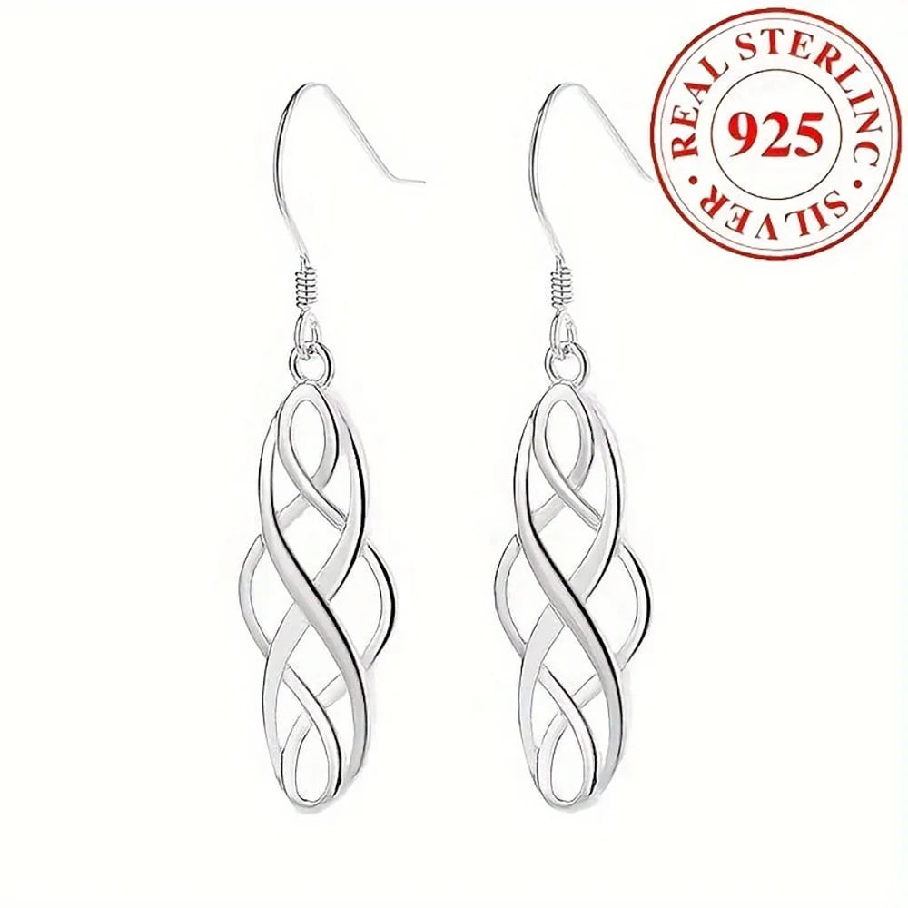 Stylish 925 Sterling Silver Delicate Cross-Shaped Openwork Earrings for Women, Elegant Wedding Accessories