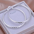 925 Sterling Silver 50mm Diamond-Large Hoop Earrings for Women-Earnings 50mm