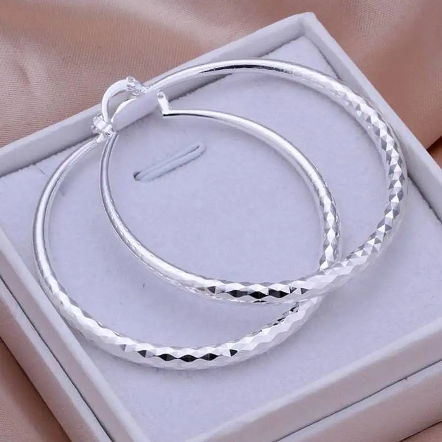 925 Sterling Silver 50mm Diamond-Large Hoop Earrings for Women-Earnings 50mm
