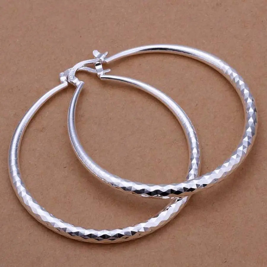 925 Sterling Silver 50mm Diamond-Large Hoop Earrings for Women-Earnings 50mm